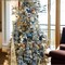 Assorted Handmade Mirrored Blue Crackled Glass Ornaments (2 Styles) – Vintage Ribbed Finial & Round Christmas Set